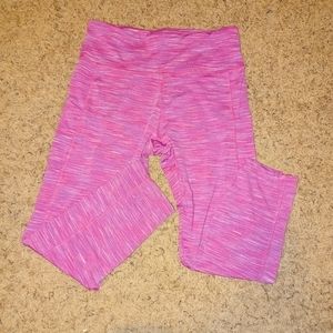 Cali Active Women's Neon Pink/Multicolored Two Side Pockets Ankle Leggings